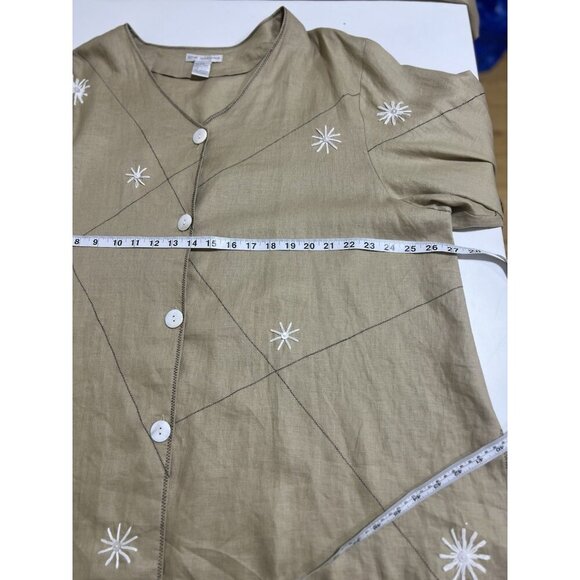 Annie Alexander Linen Skirt Jacket Top Khaki 22W Plus Cottagecore Vintage Retro - Picture 13 of 16